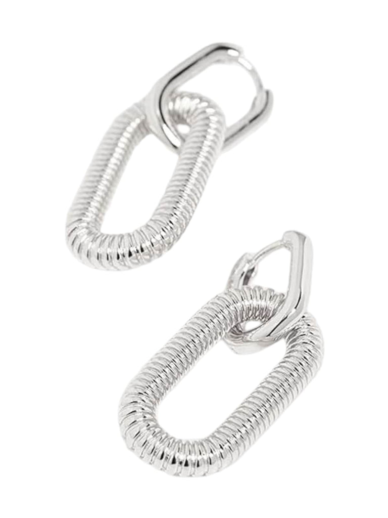 Boucles d'oreilles chaîne, acier inoxydable, plaqué or, style géométrique, tendance féminine, modèle Uranie - Boucles d'oreilles - Argent 40 mm