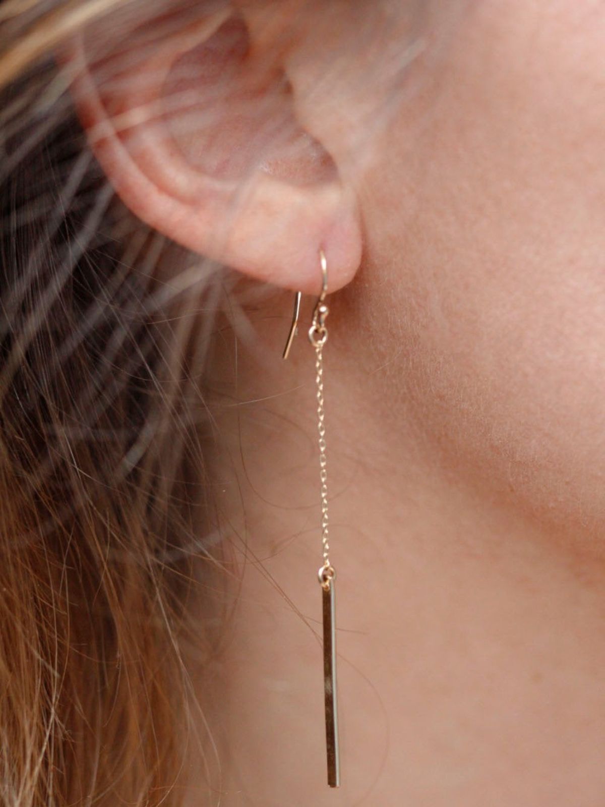 Boucles d'oreilles chaîne dorée, acier inoxydable, longues, style OL, résistant à l'eau, modèle Ekin - Boucles d'oreilles - Or 26 mm
