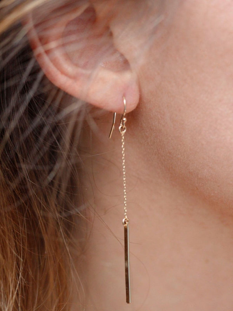Boucles d'oreilles chaîne dorée, acier inoxydable, longues, style OL, résistant à l'eau, modèle Ekin - Boucles d'oreilles - Or 26 mm