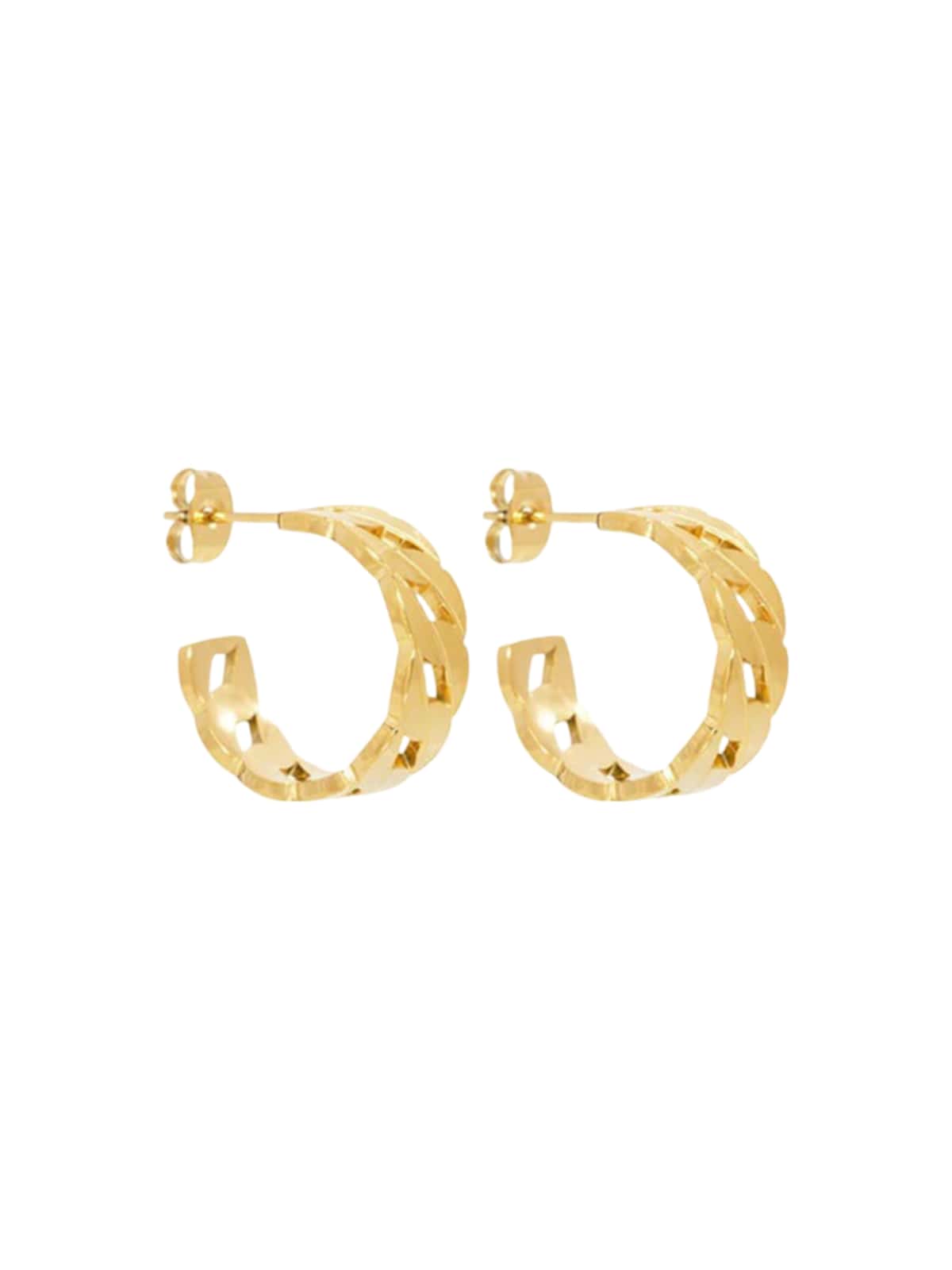 Boucles d’oreilles chaîne femme, acier inoxydable doré, style punk, géométrique, tendance, modèle Rita - Boucles d'oreilles - Or 56 mm