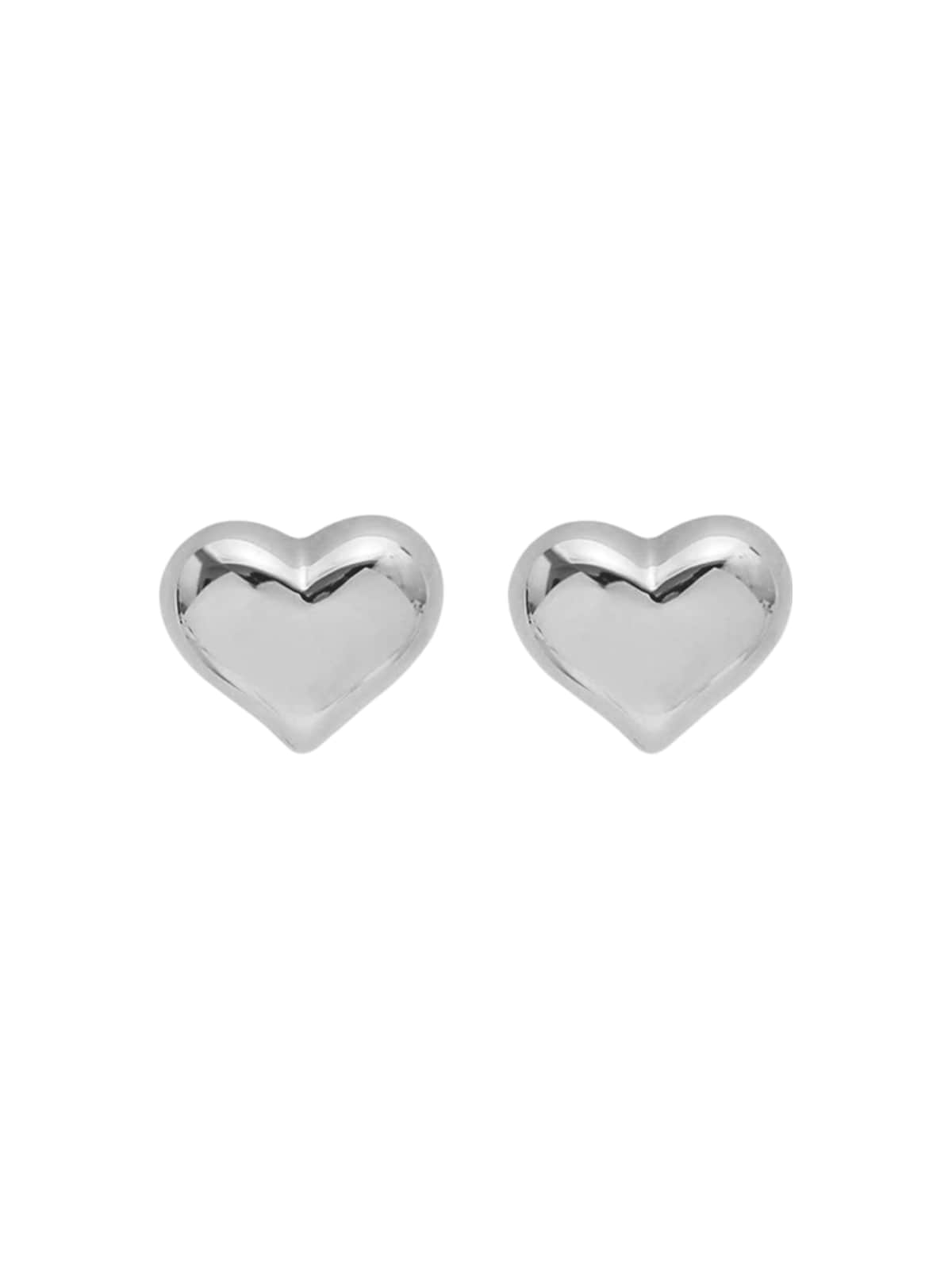 Boucles d’oreilles cœur acier inoxydable, bijou amour femme, look moderne, boucles minimalistes, modèle Edwiga - Boucles d'oreilles - Argent 8 mm