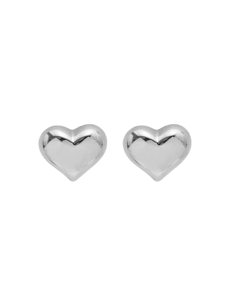 Boucles d’oreilles cœur acier inoxydable, bijou amour femme, look moderne, boucles minimalistes, modèle Edwiga - Boucles d'oreilles - Argent 8 mm