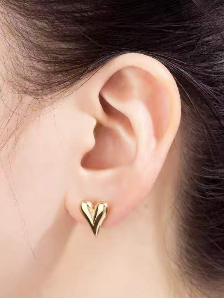 Boucles d’oreilles cœur en acier inoxydable, or 18K, acier titane, forme géométrique, bijoux femme, modèle Garance - Boucles d'oreilles - Or 41 mm