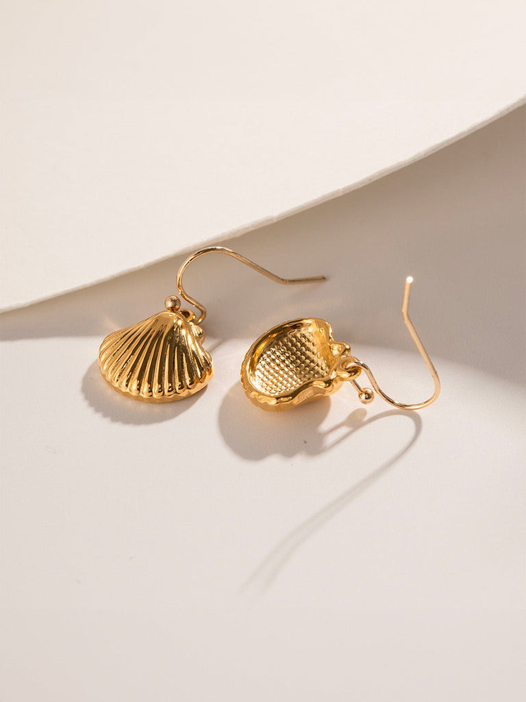 Boucles d’oreilles coquillage, acier inoxydable, dorées 18K, style plage, look INS, modèle Tif - Boucles d'oreilles - Or