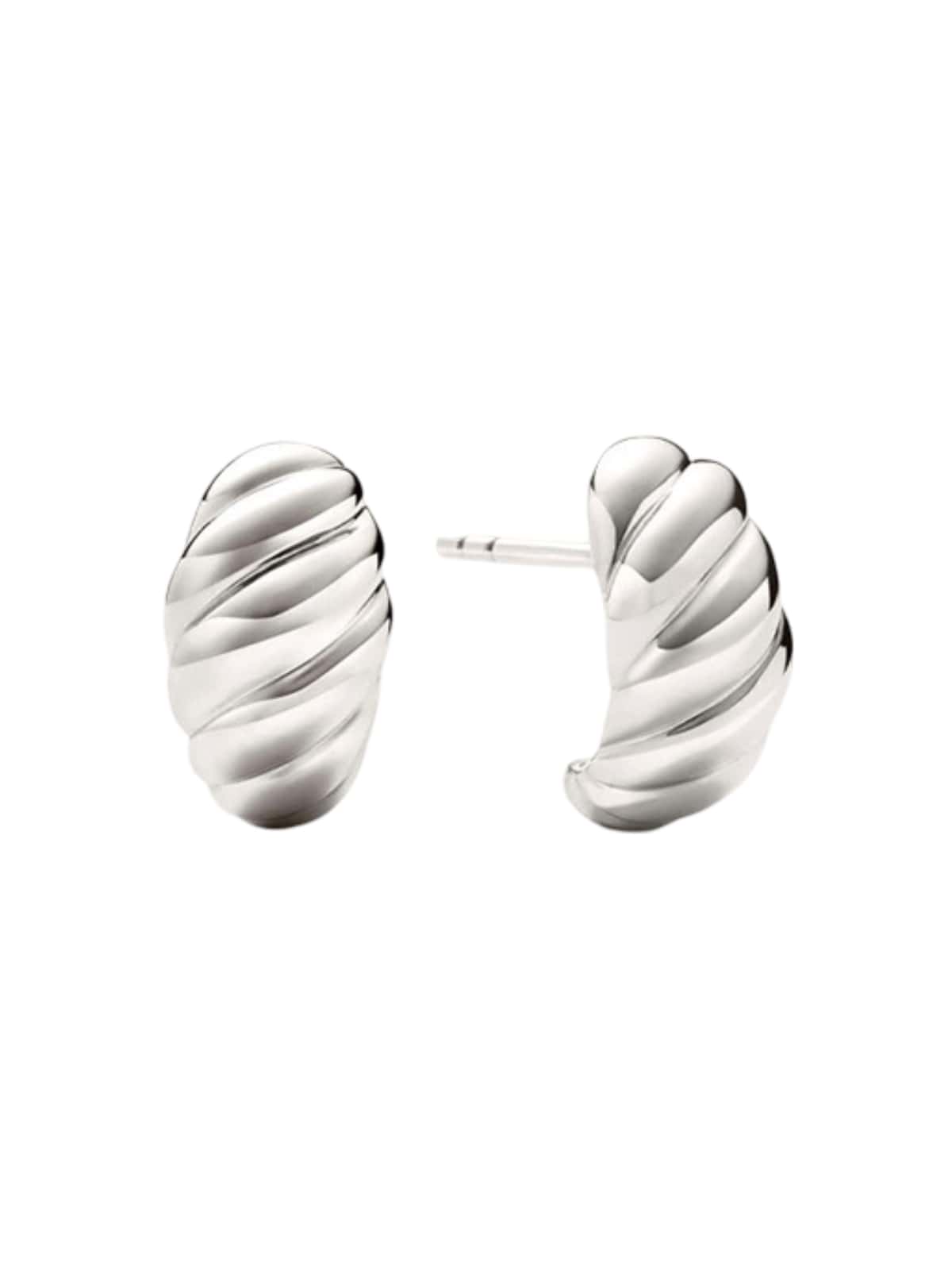 Boucles d'oreilles croissant, acier inoxydable, plaqué or 14K, mini créoles, design géométrique, modèle Ninon - Boucles d'oreilles - Argent 34 mm