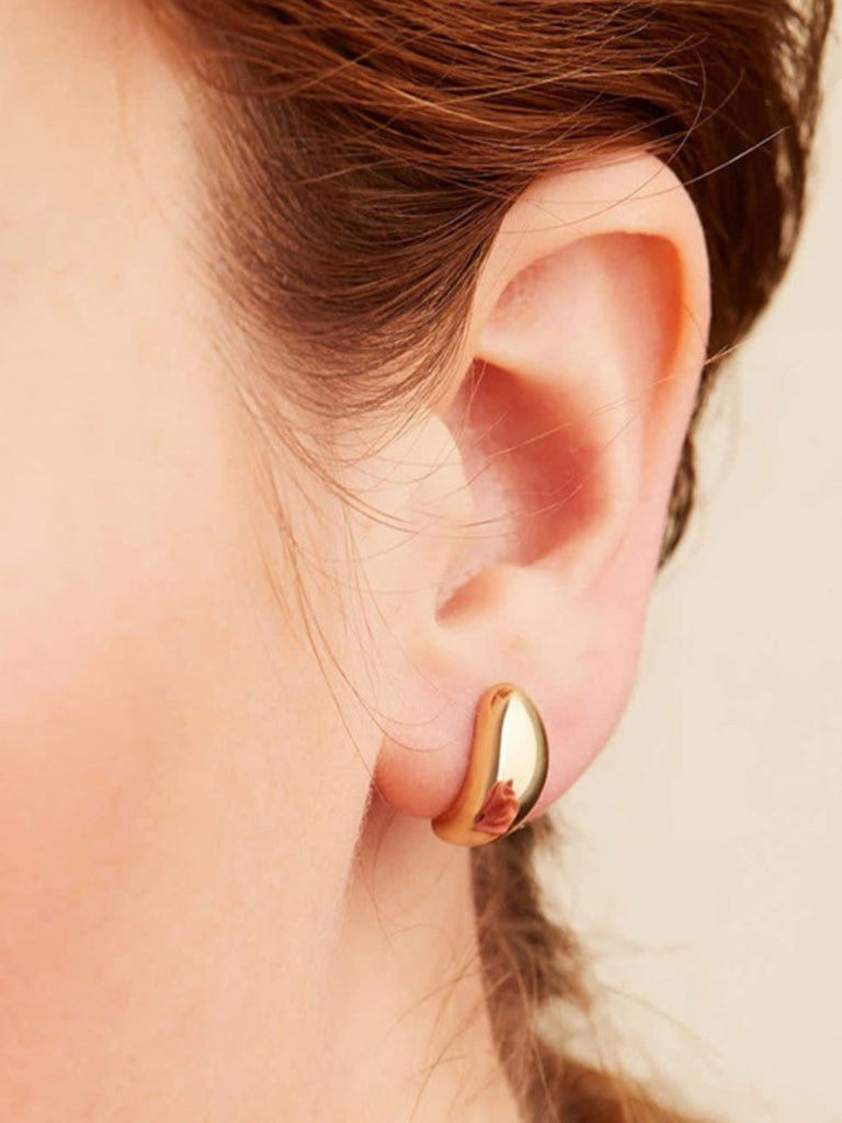 Boucles d'oreilles dorées, acier inoxydable, forme conique, femme, look moderne, modèle Rachelle - Boucles d'oreilles - Or 34 mm