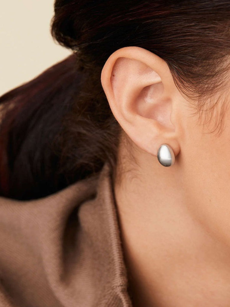 Boucles d'oreilles dorées, acier inoxydable, forme conique, femme, look moderne, modèle Rachelle - Boucles d'oreilles - Argent 34 mm