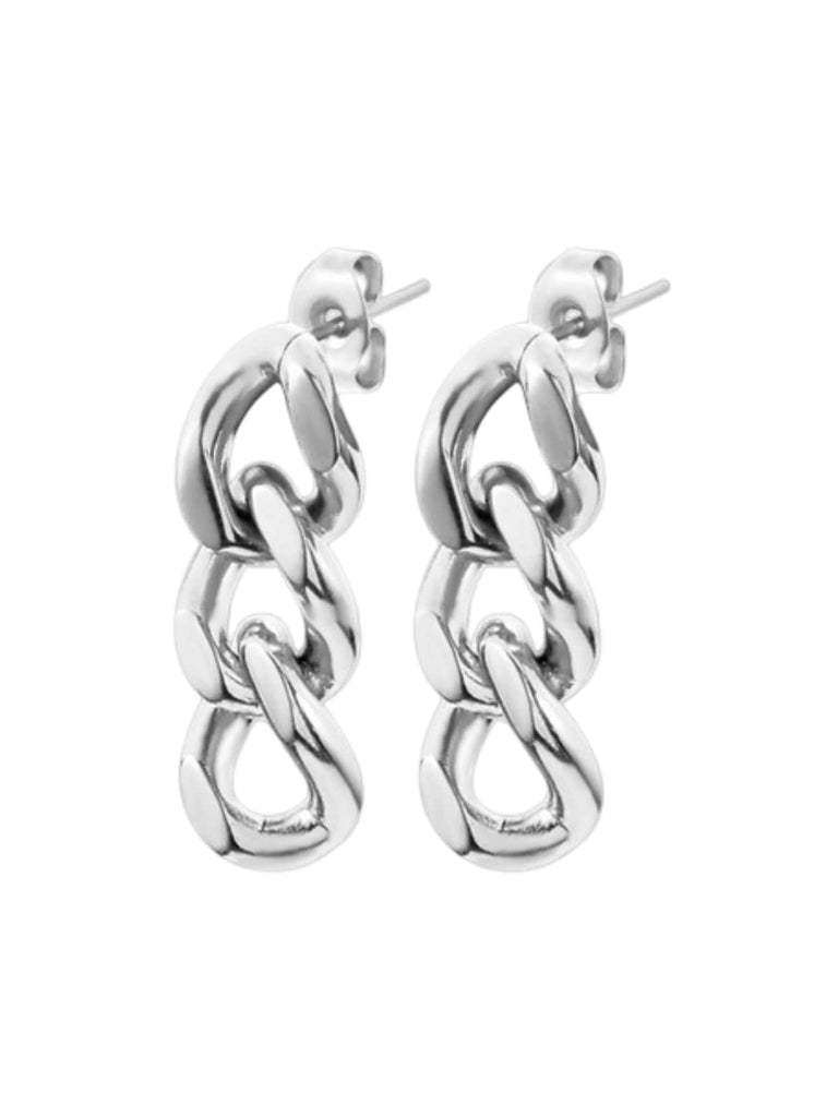 Boucles d'oreilles femme, acier inoxydable doré, chaîne cubaine, style punk, bijoux tendance, modèle Rosine - Boucles d'oreilles - Argent