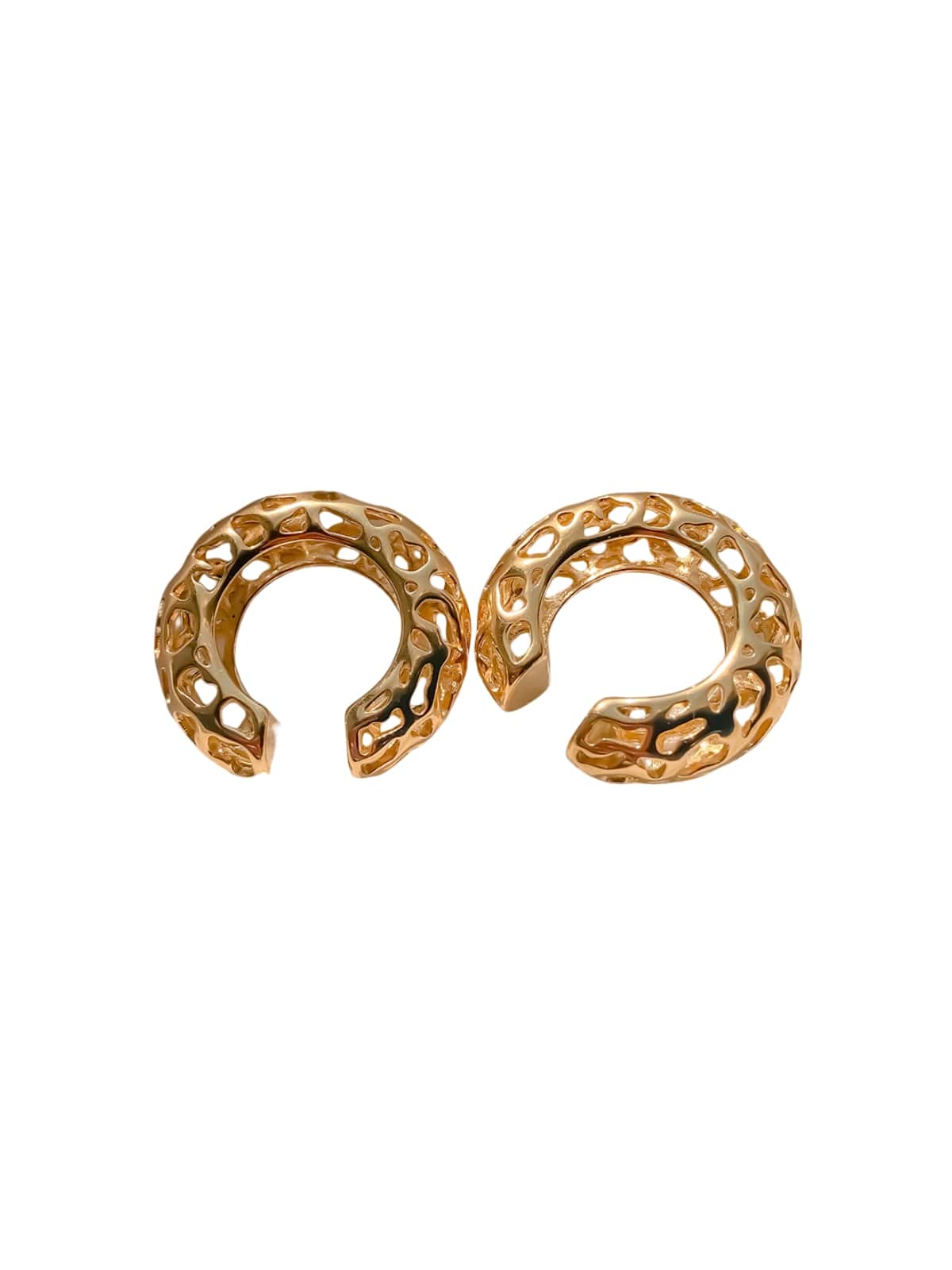 Boucles d'oreilles femme, acier inoxydable, or 18K, design géométrique, style moderne, modèle Unah - Boucles d'oreilles - Or 32 mm