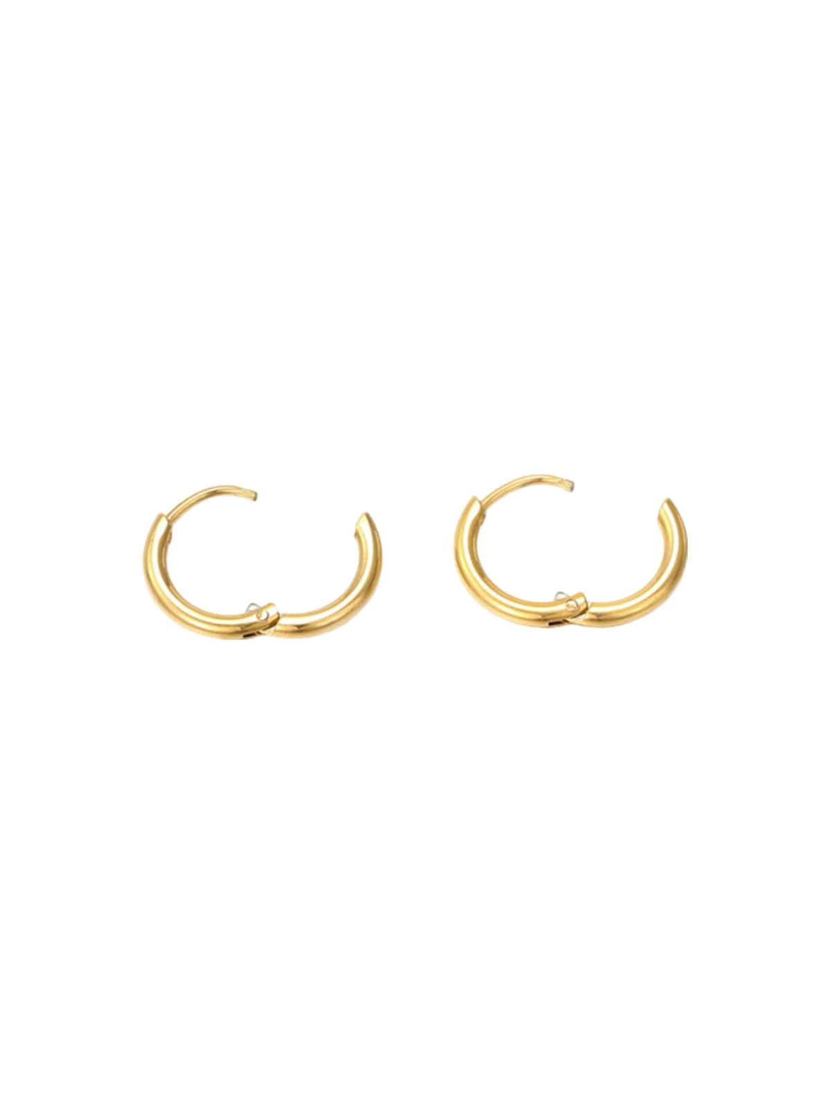 Boucles d’oreilles géométriques, acier inoxydable, plaqué or, rondes, femme, modèle Ulrika - Boucles d'oreilles - Or 12 mm