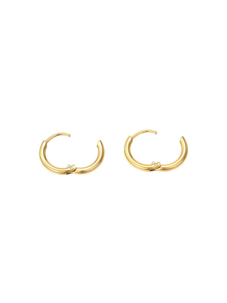 Boucles d’oreilles géométriques, acier inoxydable, plaqué or, rondes, femme, modèle Ulrika - Boucles d'oreilles - Or 12 mm