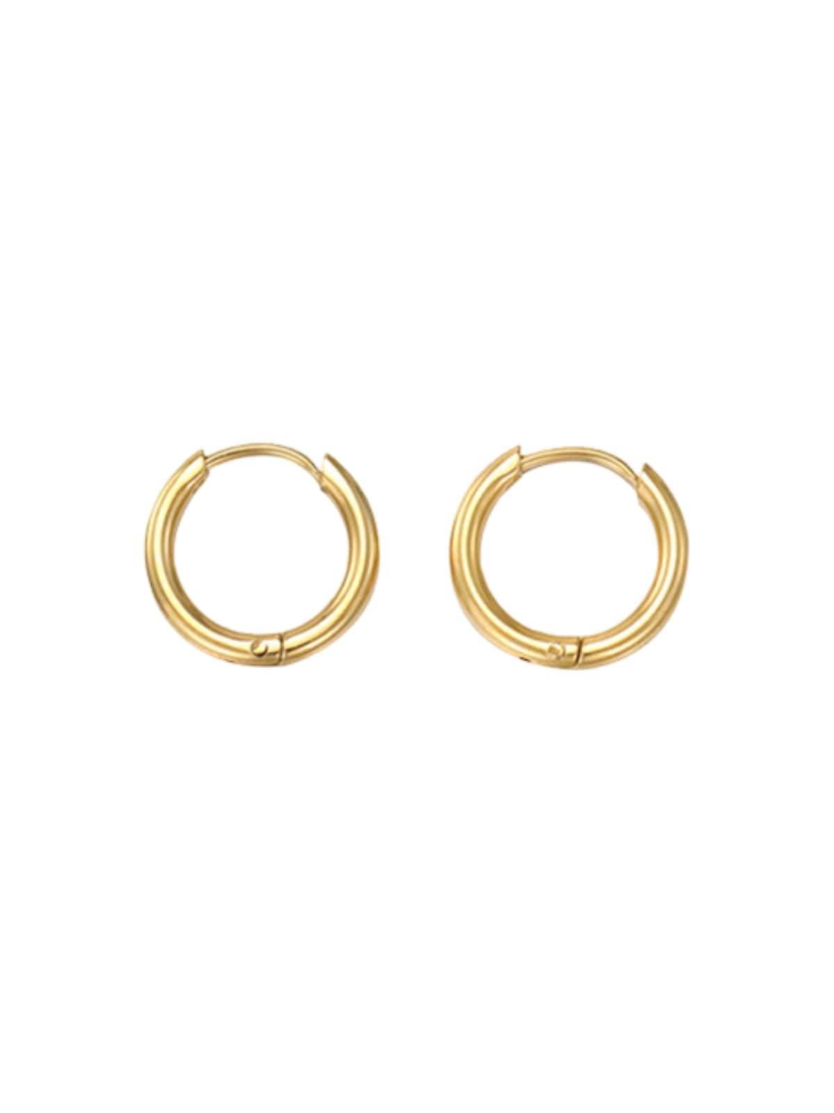 Boucles d’oreilles géométriques, acier inoxydable, plaqué or, rondes, femme, modèle Ulrika - Boucles d'oreilles - Or 12 mm