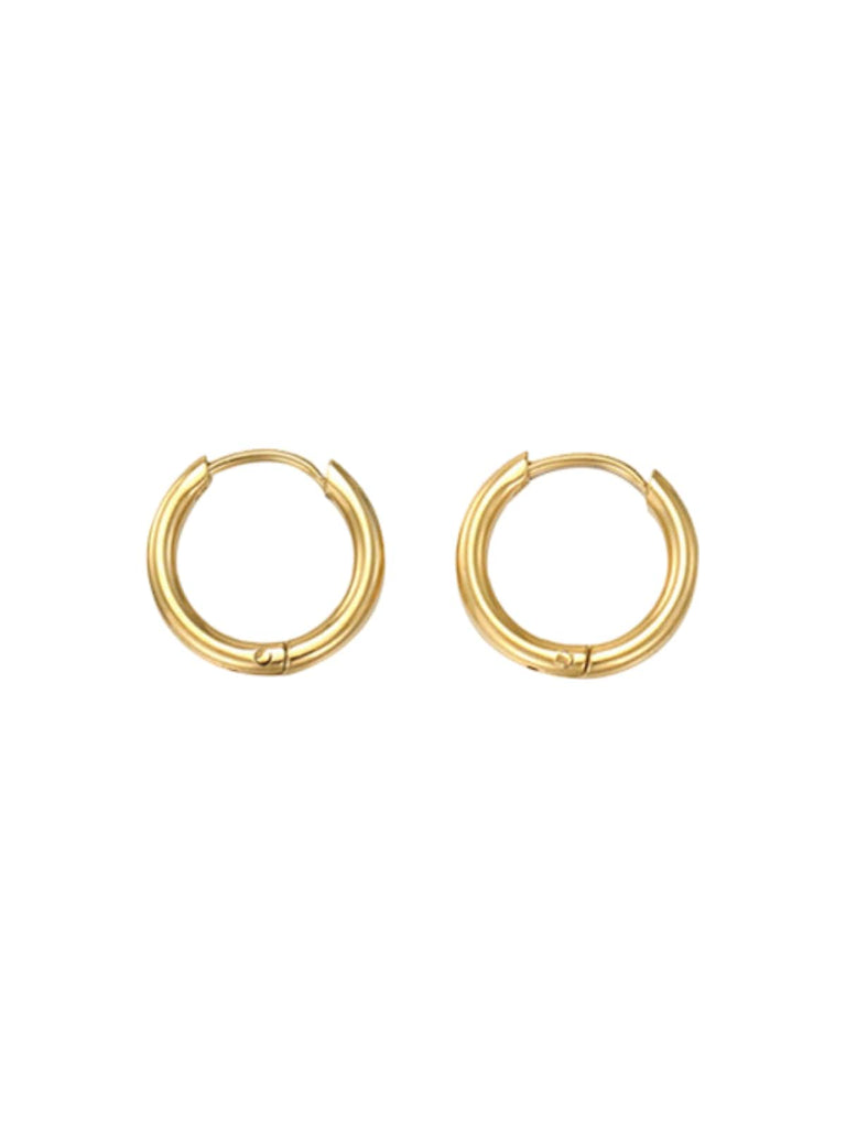 Boucles d’oreilles géométriques, acier inoxydable, plaqué or, rondes, femme, modèle Ulrika - Boucles d'oreilles - Or 12 mm