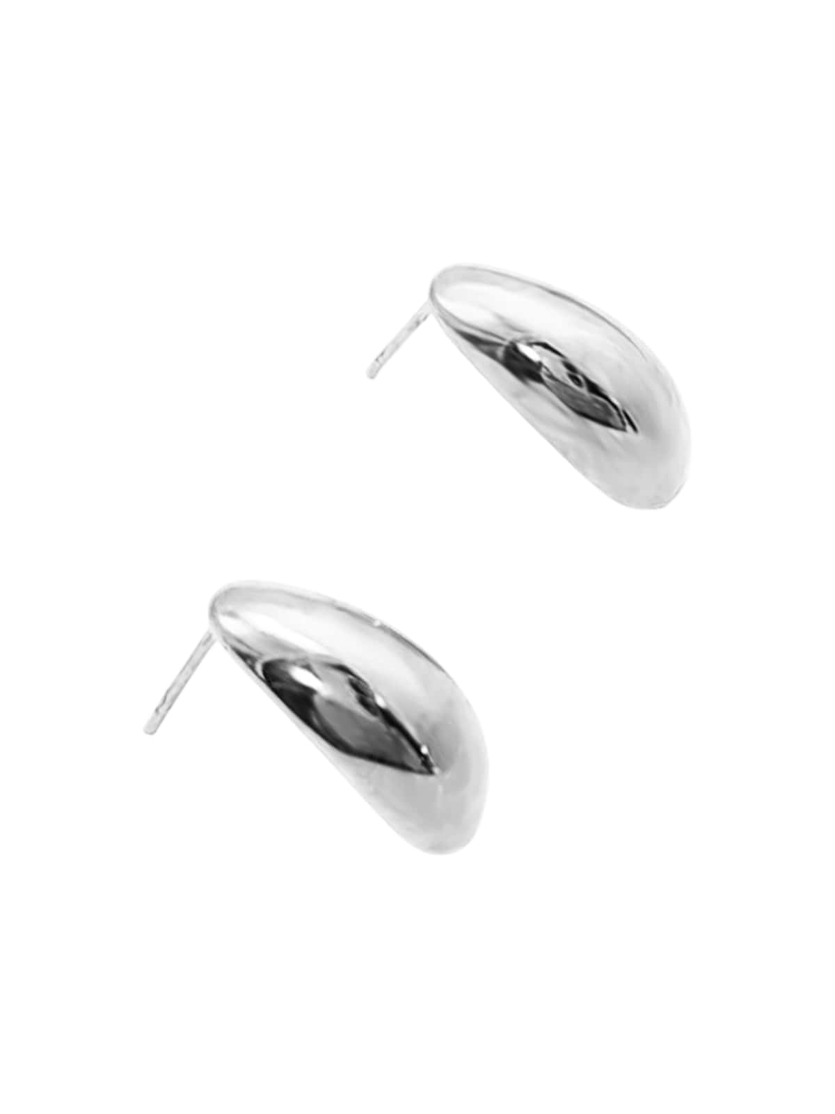 Boucles d’oreilles goutte dorée, acier titane, géométriques, design mode, pour femme, modèle Nine - Boucles d'oreilles - Argent 25 mm x 15 mm