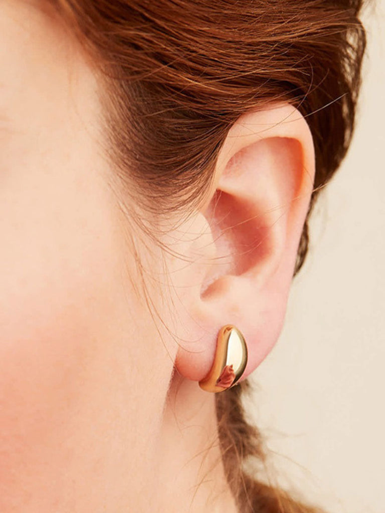 Boucles d’oreilles goutte dorée, acier titane, géométriques, design mode, pour femme, modèle Nine - Boucles d'oreilles - Or 31 mm x 17 mm