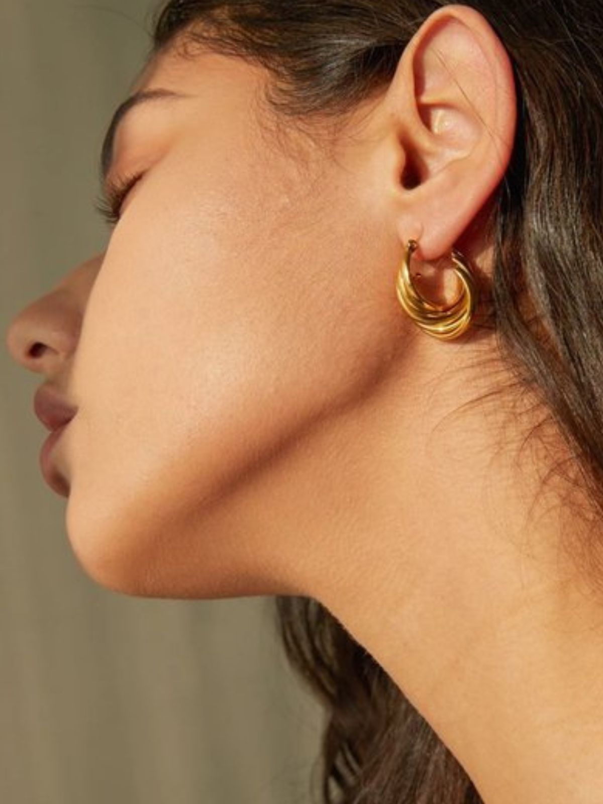 Boucles d’oreilles Mobius, acier inoxydable, plaqué or 18 carats, style géométrique, design contemporain, modèle Urielle - Boucles d'oreilles - Or 27 mm
