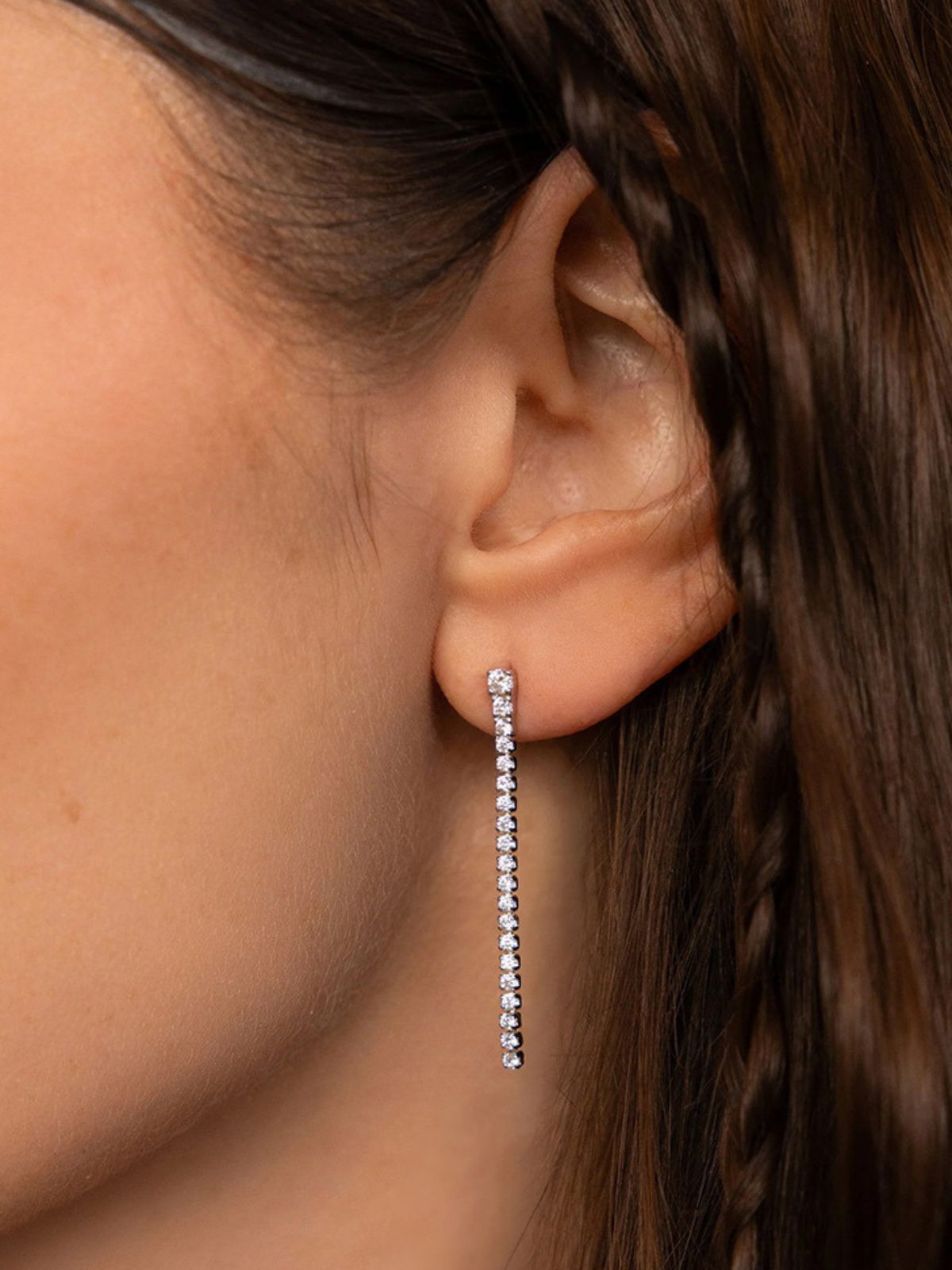 Boucles d'oreilles pendantes, zirconium cubique, acier inoxydable doré, bijou tendance femme, modèle Rosalie - Boucles d'oreilles - Argent