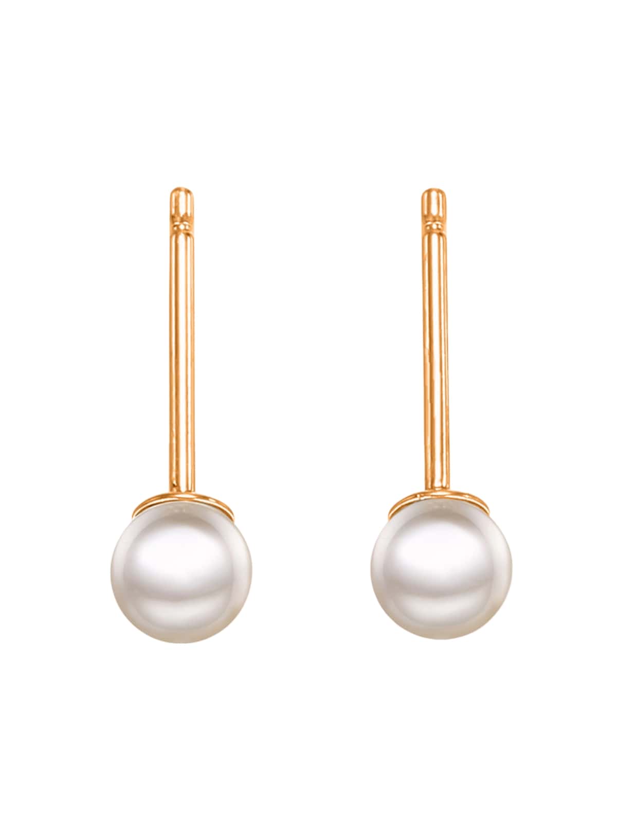Boucles d’oreilles perles acier inoxydable, perles 4 mm 6 mm 8 mm, dorées or rose, modèle Eusebia - Boucles d'oreilles - Or rosé 4 mm