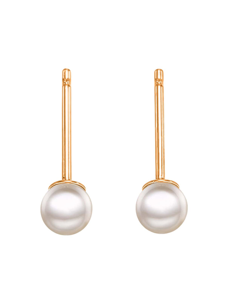 Boucles d’oreilles perles acier inoxydable, perles 4 mm 6 mm 8 mm, dorées or rose, modèle Eusebia - Boucles d'oreilles - Or rosé 4 mm