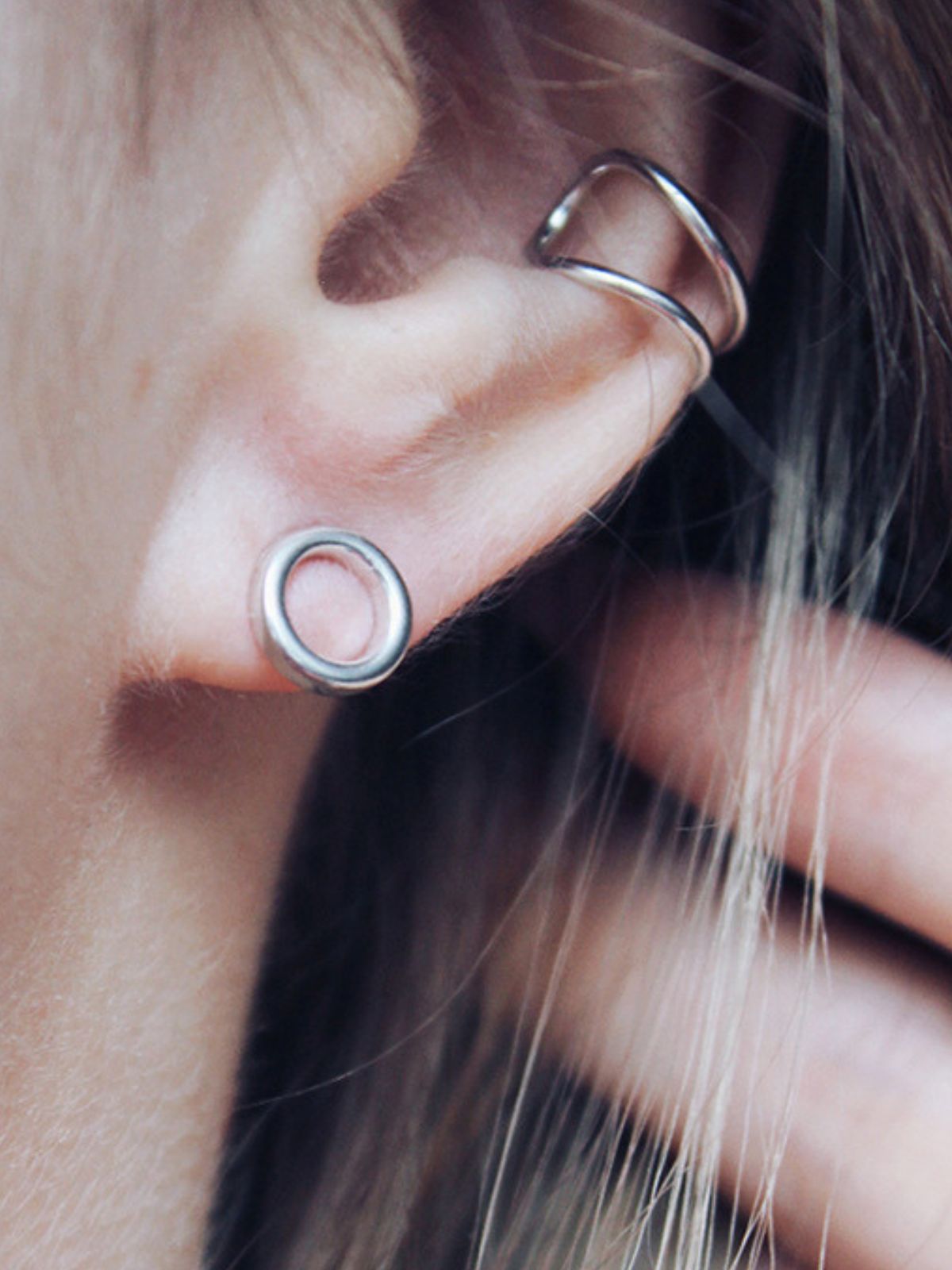 Boucles d'oreilles rondes creuses, acier inoxydable, doré, design géométrique, légères, hypoallergéniques, modèle Earine - Boucles d'oreilles - Argent 8 mm