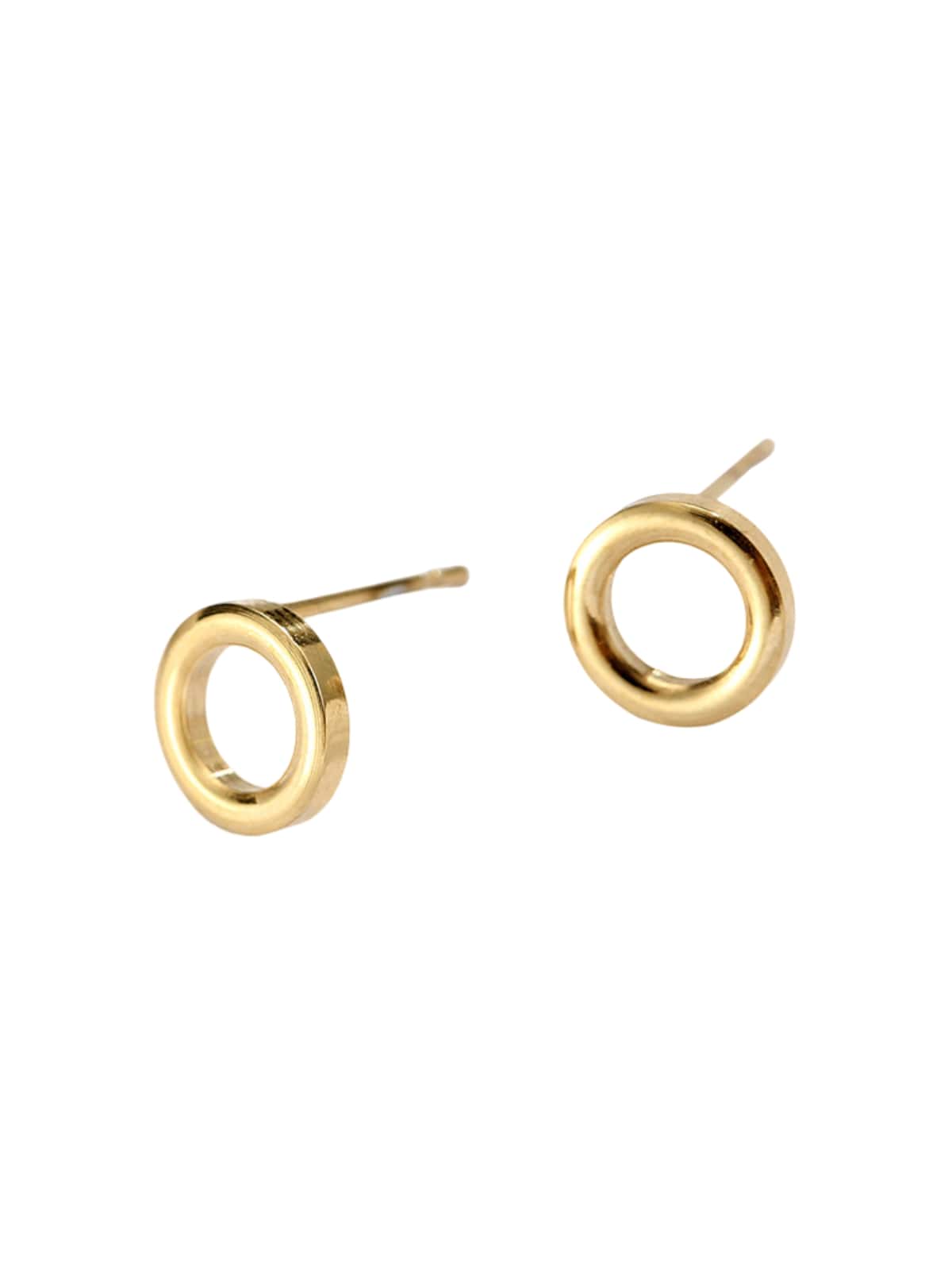 Boucles d'oreilles rondes creuses, acier inoxydable, doré, design géométrique, légères, hypoallergéniques, modèle Earine - Boucles d'oreilles - Or 8 mm