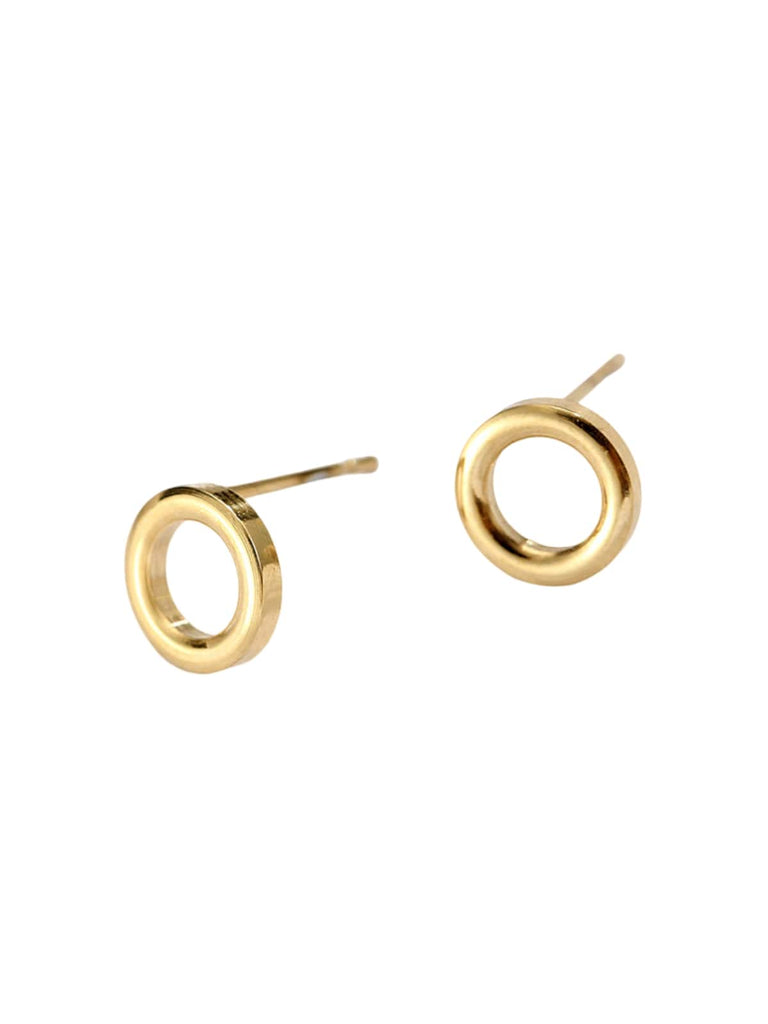 Boucles d'oreilles rondes creuses, acier inoxydable, doré, design géométrique, légères, hypoallergéniques, modèle Earine - Boucles d'oreilles - Or 8 mm