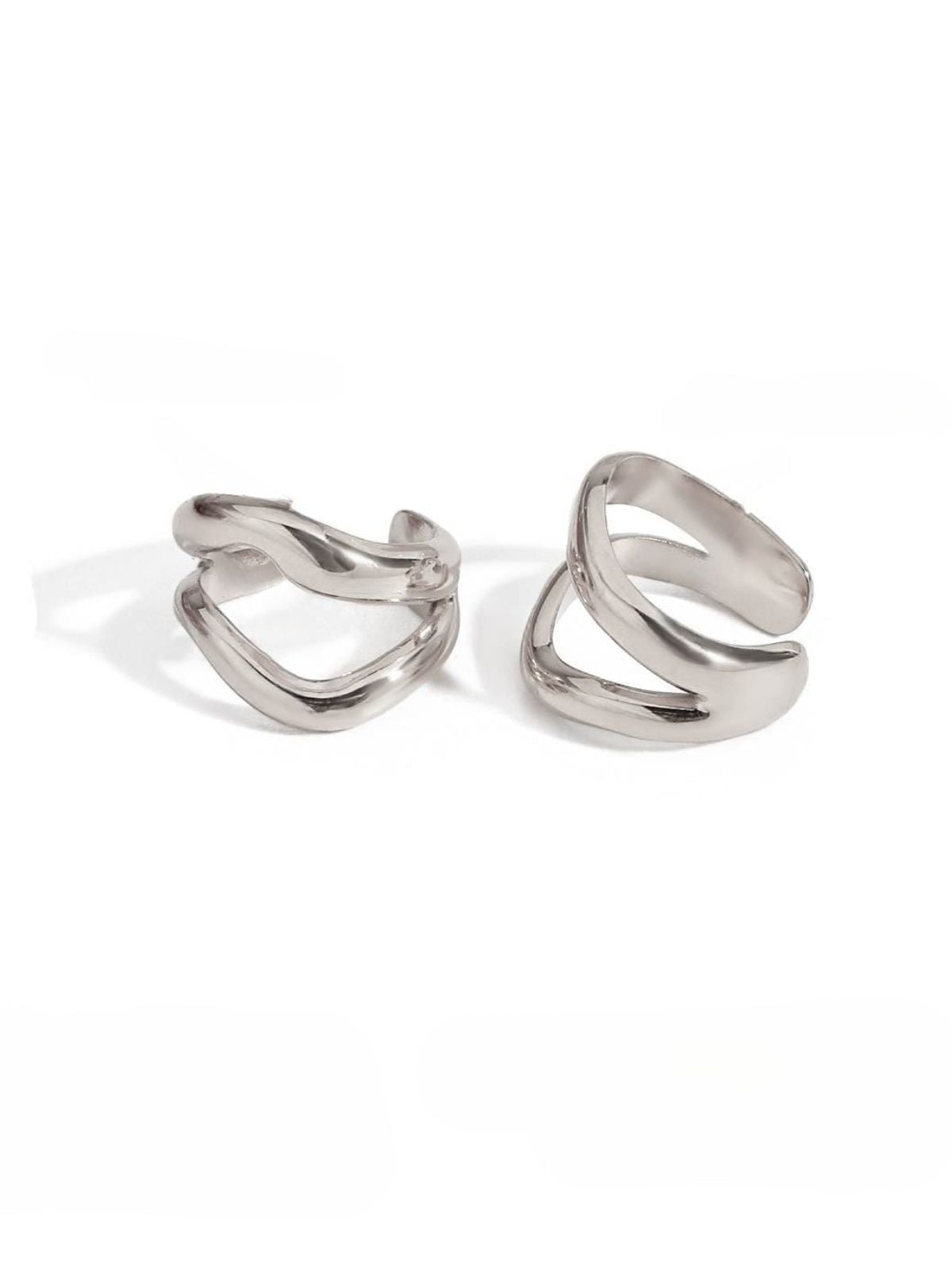 Boucles d'oreilles sans perçage, design croisé, acier inoxydable, or 18K, style minimaliste, modèle Alicia - Boucles d'oreilles - Argent
