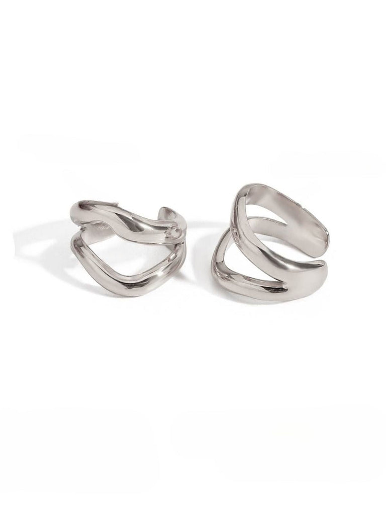 Boucles d'oreilles sans perçage, design croisé, acier inoxydable, or 18K, style minimaliste, modèle Alicia - Boucles d'oreilles - Argent