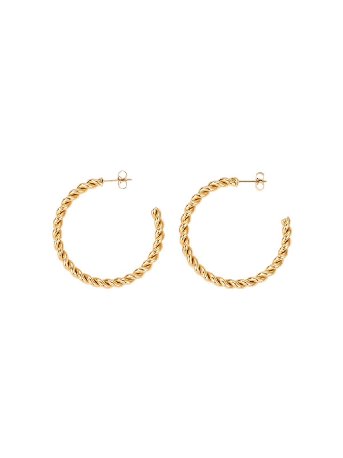 Boucles d’oreilles torsadées, créoles acier inoxydable, plaqué or 18K, style croissant, pour femme, modèle Editte - Boucles d'oreilles - Or 20 mm