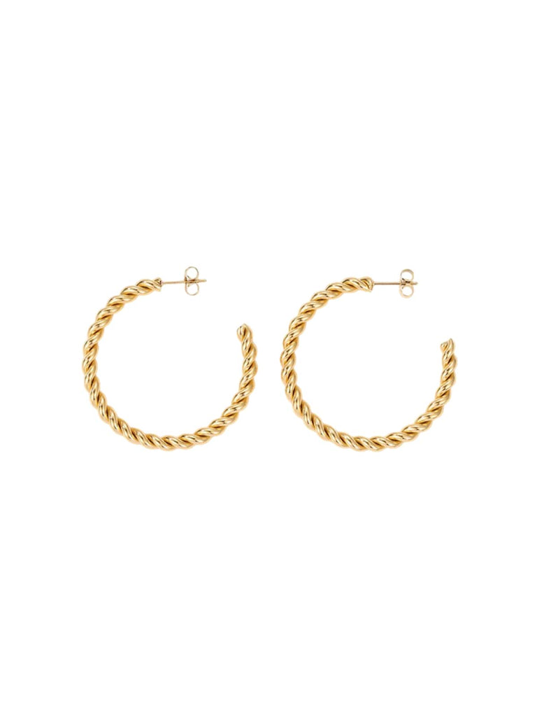 Boucles d’oreilles torsadées, créoles acier inoxydable, plaqué or 18K, style croissant, pour femme, modèle Editte - Boucles d'oreilles - Or 20 mm