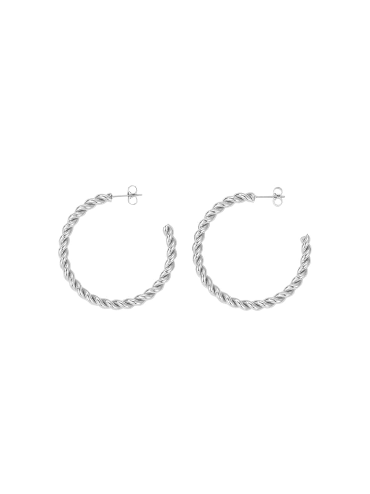 Boucles d’oreilles torsadées, créoles acier inoxydable, plaqué or 18K, style croissant, pour femme, modèle Editte - Boucles d'oreilles - Argent 20 mm