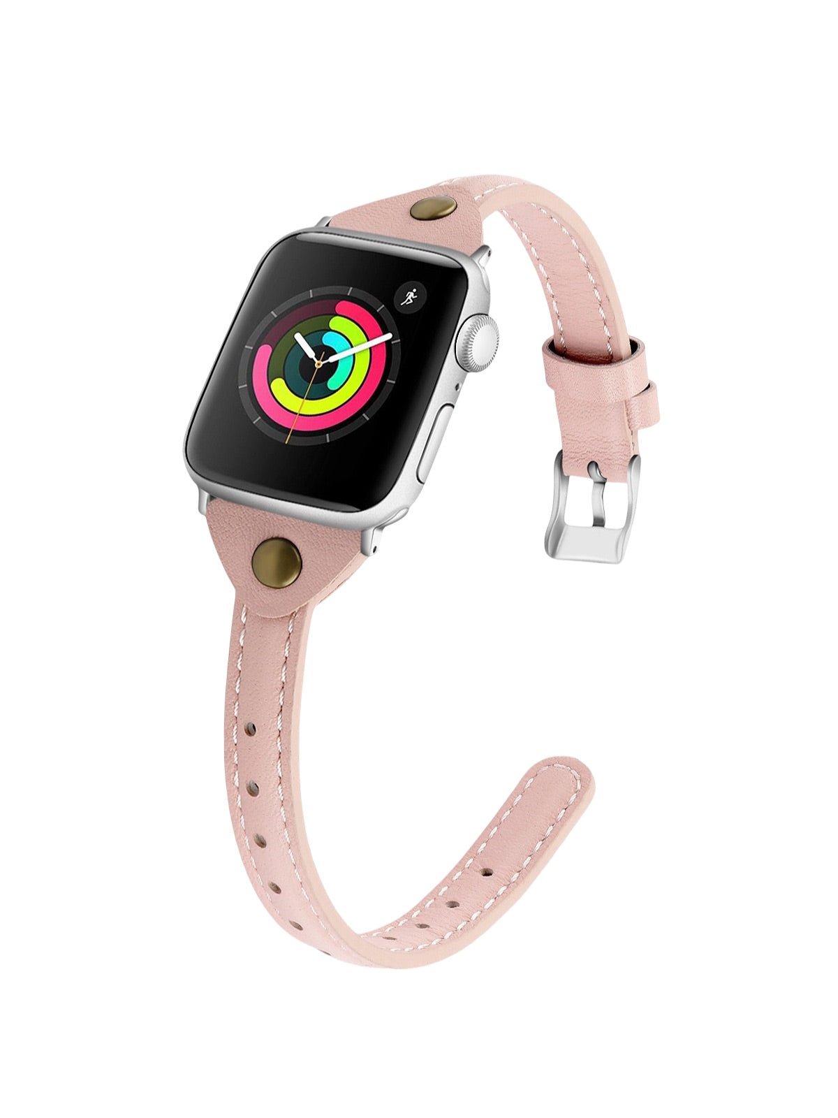 Bracelet Apple Watch, montre en cuir pour Apple Watch, confort, style, ajustable, compatible toutes séries, modèle Christelle - Bracelet Apple Watch - Rose 38 à 42mm
