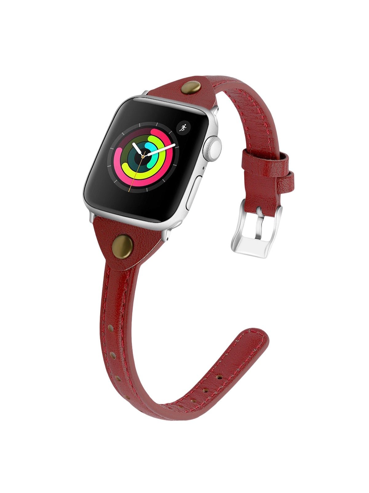 Bracelet Apple Watch, montre en cuir pour Apple Watch, confort, style, ajustable, compatible toutes séries, modèle Christelle - Bracelet Apple Watch - Rouge 38 à 42mm