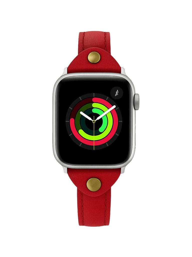 Bracelet Apple Watch, montre en cuir pour Apple Watch, confort, style, ajustable, compatible toutes séries, modèle Christelle - Bracelet Apple Watch - Rouge 38 à 42mm