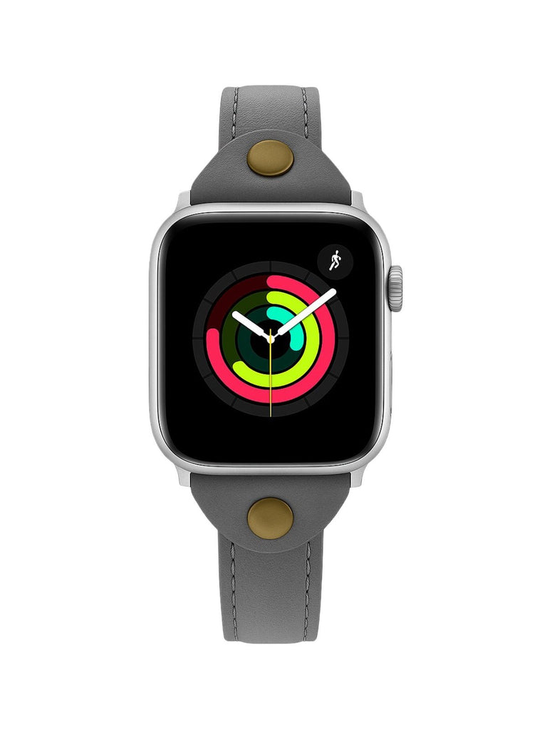Bracelet Apple Watch, montre en cuir pour Apple Watch, confort, style, ajustable, compatible toutes séries, modèle Christelle - Bracelet Apple Watch - Gris 38 à 42mm