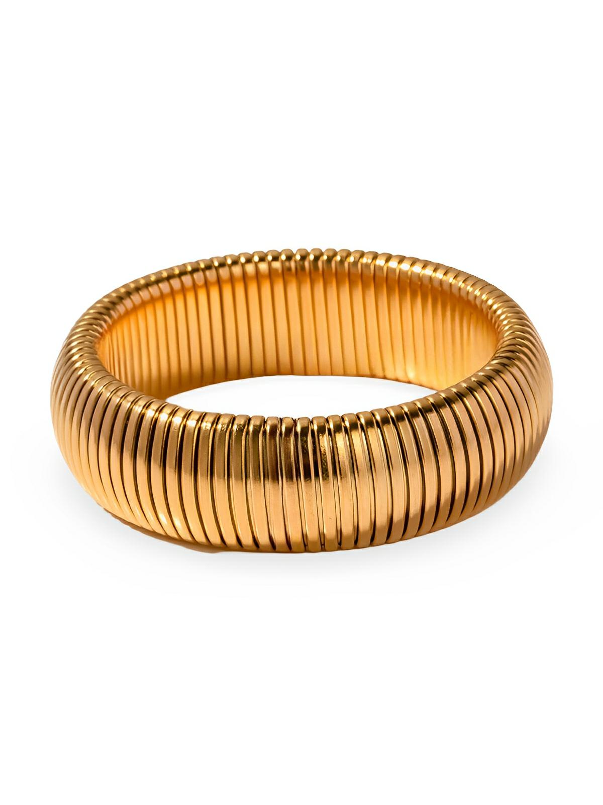 Bracelet chaîne serpent, acier titane, style hip hop, doré, élastique, modèle Elisette - Bracelet - Or