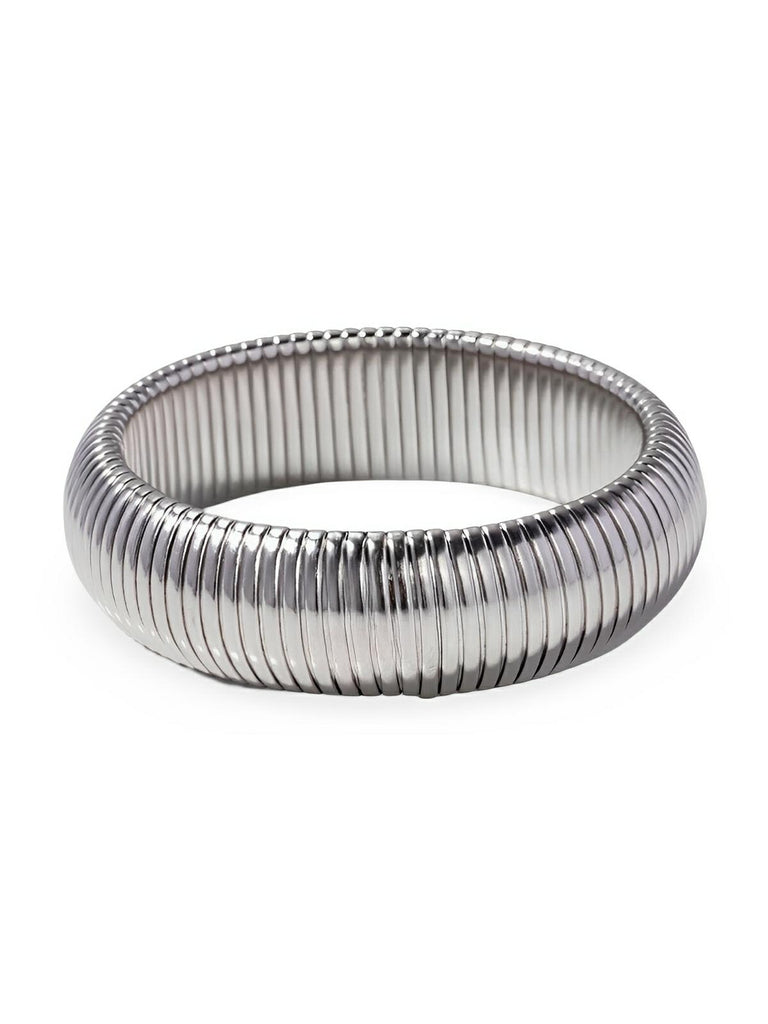 Bracelet chaîne serpent, acier titane, style hip hop, doré, élastique, modèle Elisette - Bracelet - Argent