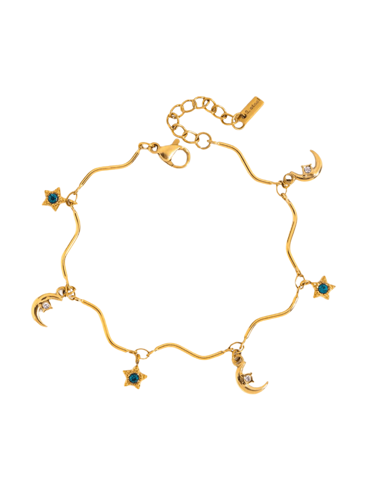 Bracelet en acier inoxydable doré à charms, cœurs, fleurs, croix, pierres colorées, breloques d'été, modèle Betty - Boucles d'oreilles - Style 3 Or
