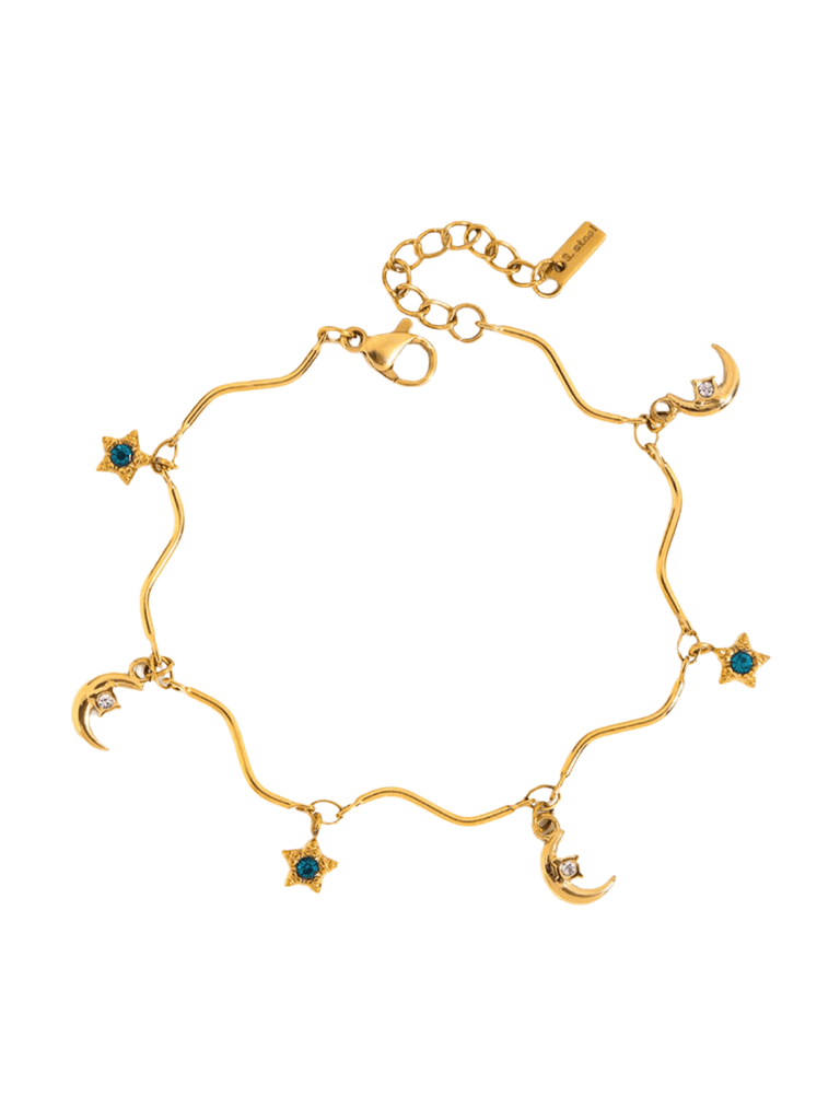 Bracelet en acier inoxydable doré à charms, cœurs, fleurs, croix, pierres colorées, breloques d'été, modèle Betty - Boucles d'oreilles - Style 3 Or