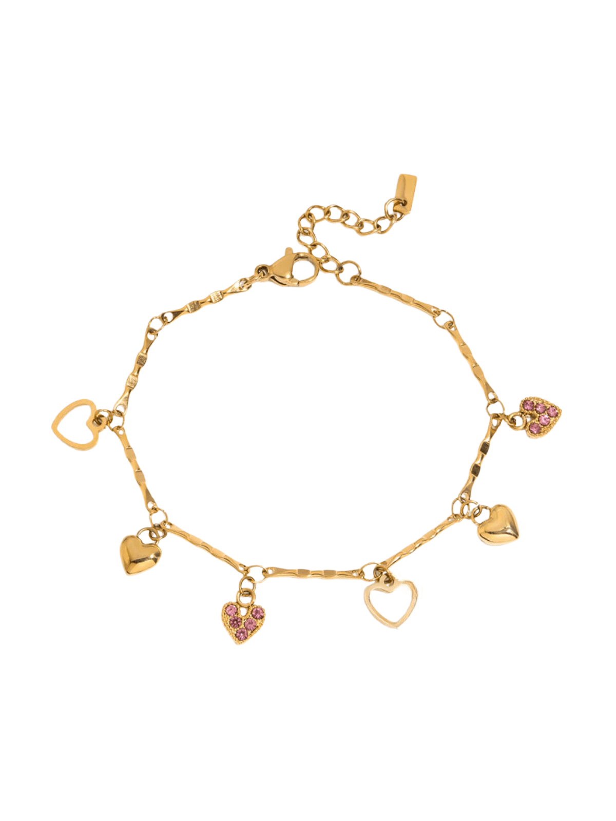 Bracelet en acier inoxydable doré à charms, cœurs, fleurs, croix, pierres colorées, breloques d'été, modèle Betty - Boucles d'oreilles - Style 2 Or