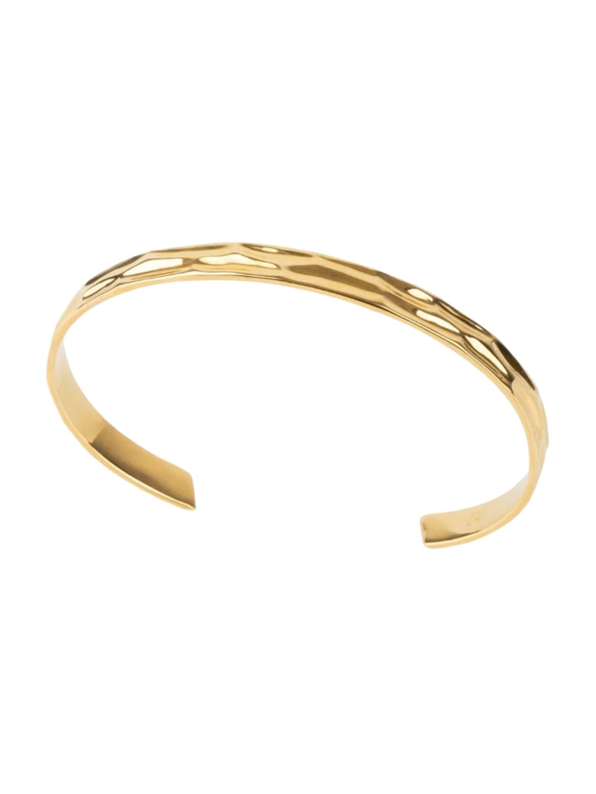 Bracelet jonc en acier inoxydable, finition miroir, design ouvert, modèle Lancelot - Bracelet - Or S - M