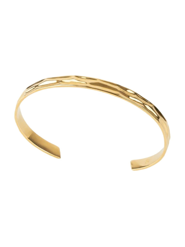 Bracelet jonc en acier inoxydable, finition miroir, design ouvert, modèle Lancelot - Bracelet - Or S - M