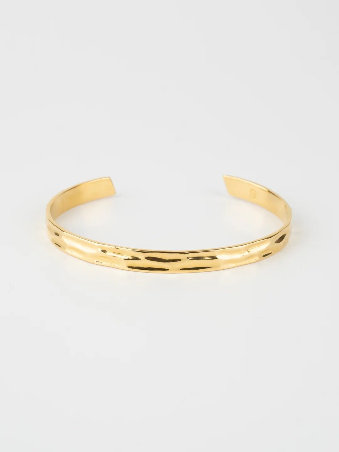 Bracelet jonc en acier inoxydable, finition miroir, design ouvert, modèle Lancelot - Bracelet - Or S - M