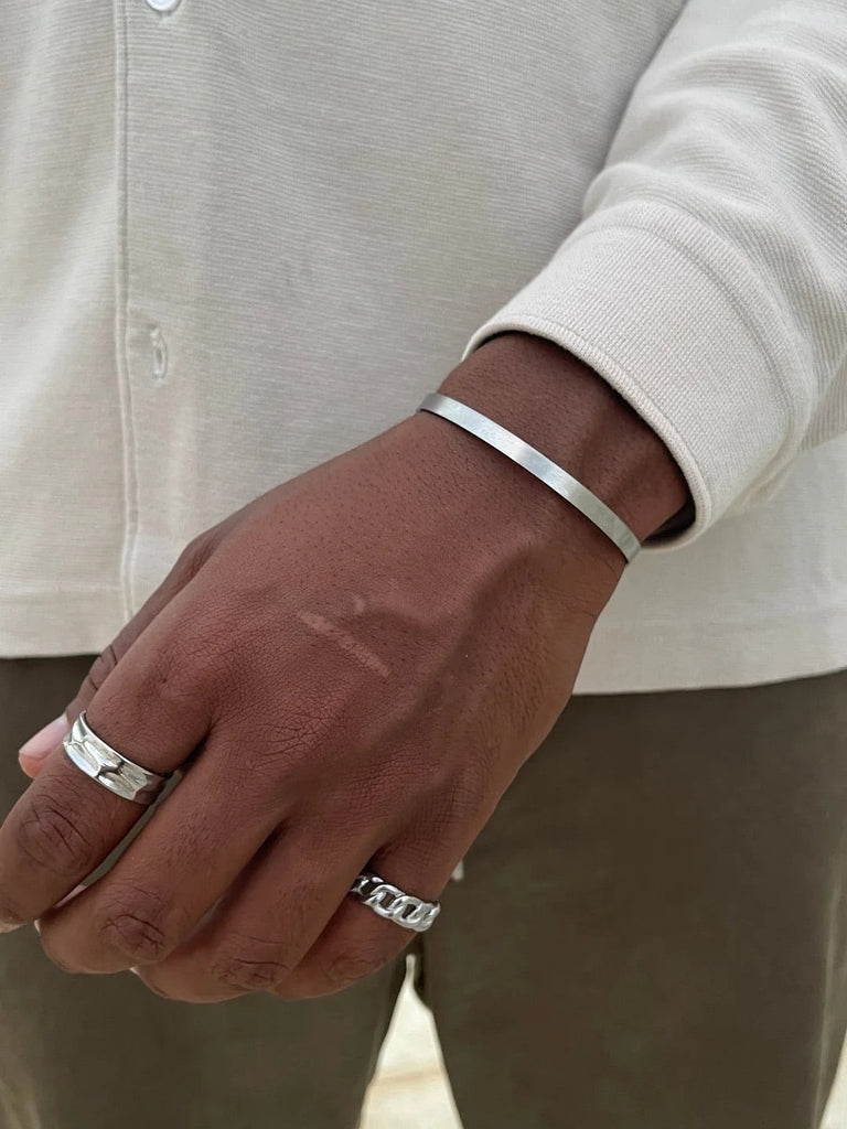 Bracelet jonc ouvert en acier inoxydable, finition brillante, design moderne, waterproof, modèle Luigi - Bracelet - Argent 5 mm