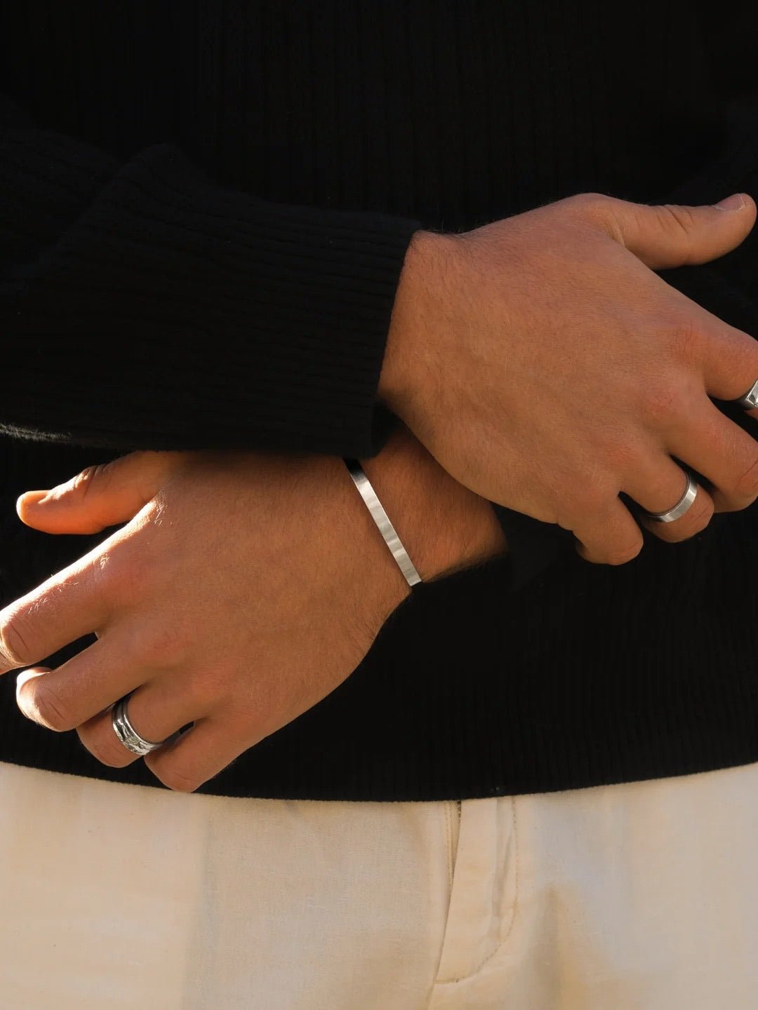 Bracelet jonc ouvert en acier inoxydable, finition brillante, design moderne, waterproof, modèle Luigi - Bracelet - Argent 5 mm