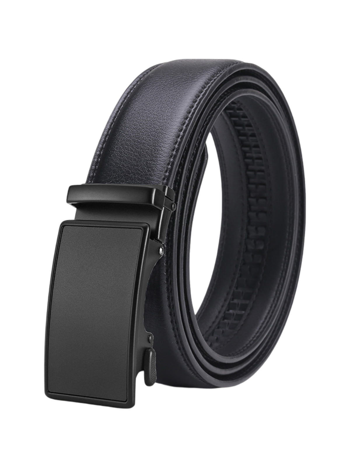 Ceinture homme en cuir, boucle automatique noire, réglage micro - crans, style business et casual, look chic, modèle Augustin - Ceinture - Noire S