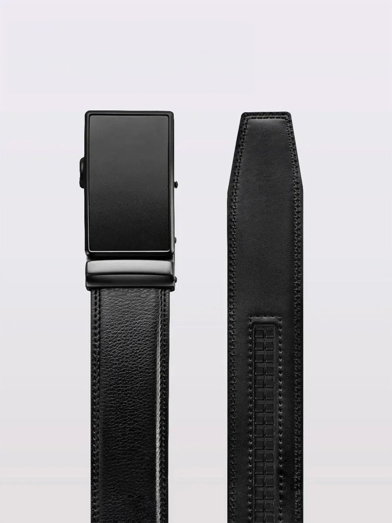 Ceinture homme en cuir, boucle automatique noire, réglage micro - crans, style business et casual, look chic, modèle Augustin - Ceinture - Noire S