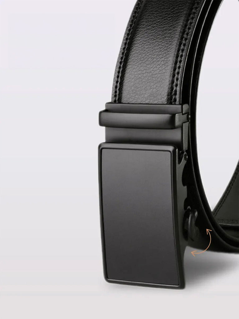 Ceinture homme en cuir, boucle automatique noire, réglage micro - crans, style business et casual, look chic, modèle Augustin - Ceinture - Noire S