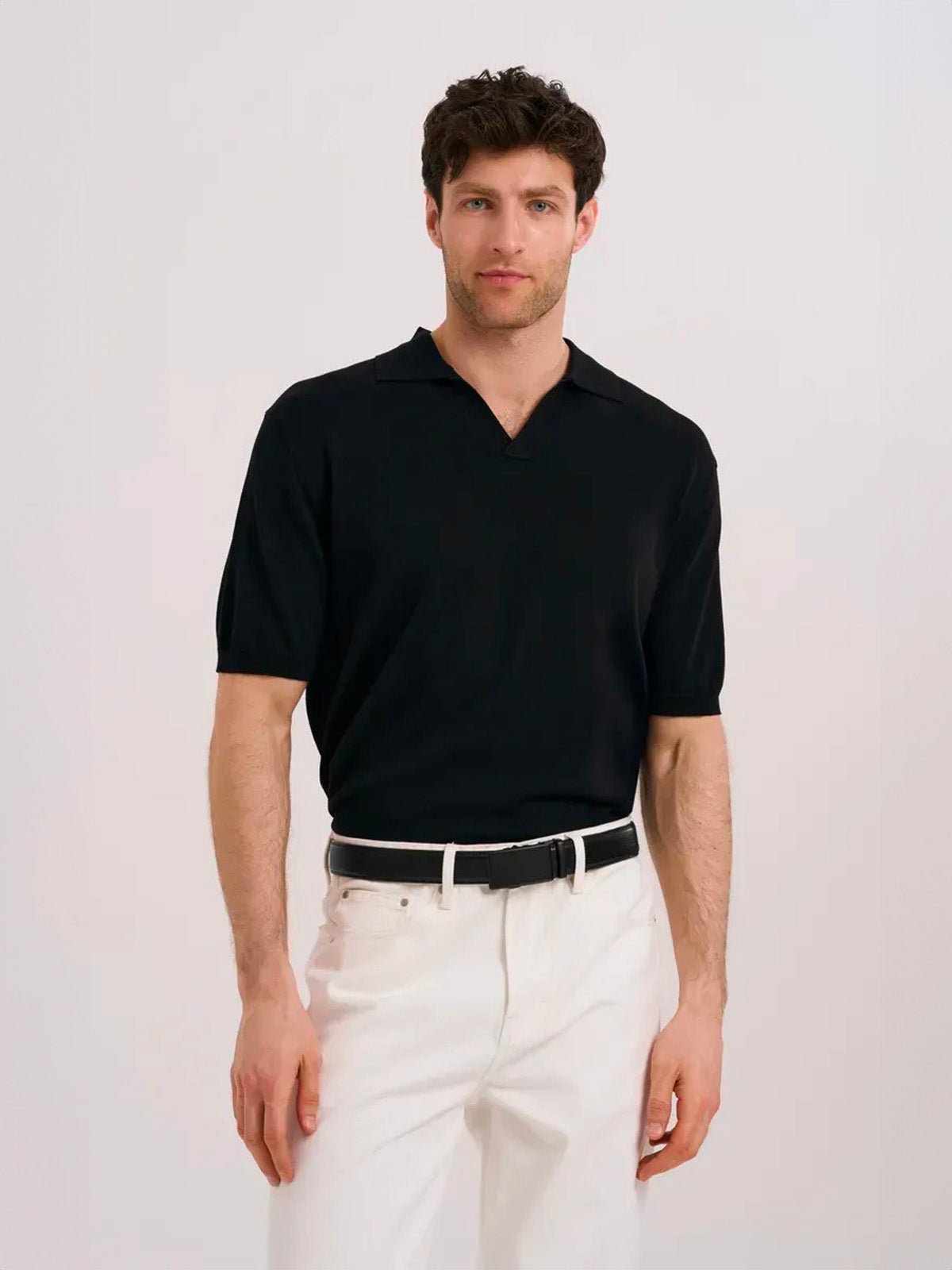 Ceinture homme en cuir, boucle automatique noire, réglage micro - crans, style business et casual, look chic, modèle Augustin - Ceinture - Noire S