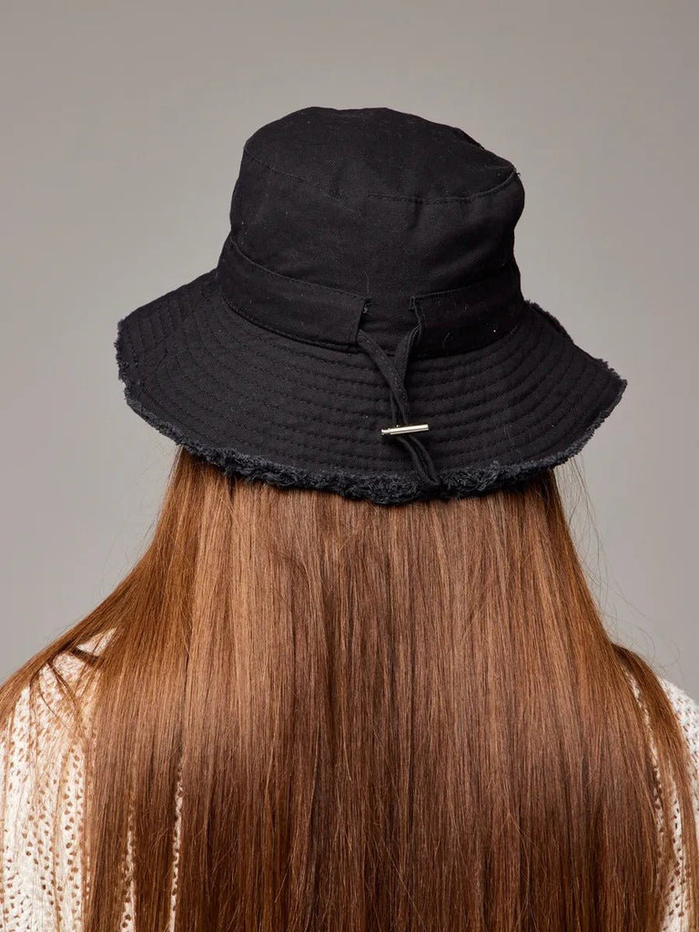 Chapeau bob, plage et été, protection solaire UPF 50+, coton doux, large bord, style y2k, panama moderne, modèle Arkel - Bob - Noir